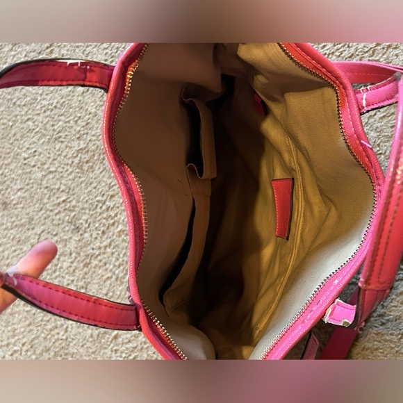 COACH Foldover Tote Shopper Signature Purse Pink Stripe F23304 Crossbody Bag Top - Picture 6 of 12